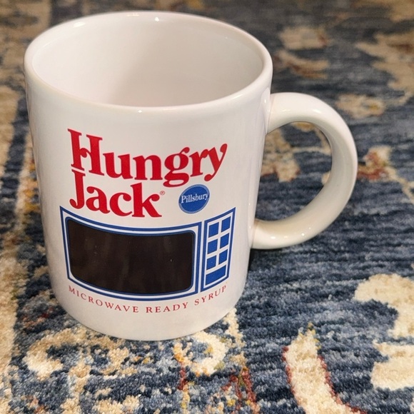 HUNGRY JACK Pillsbury MICROWAVE READY SYRUP Ceramic Red/Blue Coffee/Tea Mug Cup - Picture 1 of 15